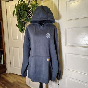 Carhartt Navy Blue Pullover Hoodie 2xl Loose Fit "SMOKER CRAFT INC" Men's/T105